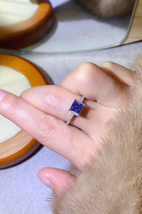 1 Carat Moissanite 925 Sterling Silver Square Ring - Angela's beauty